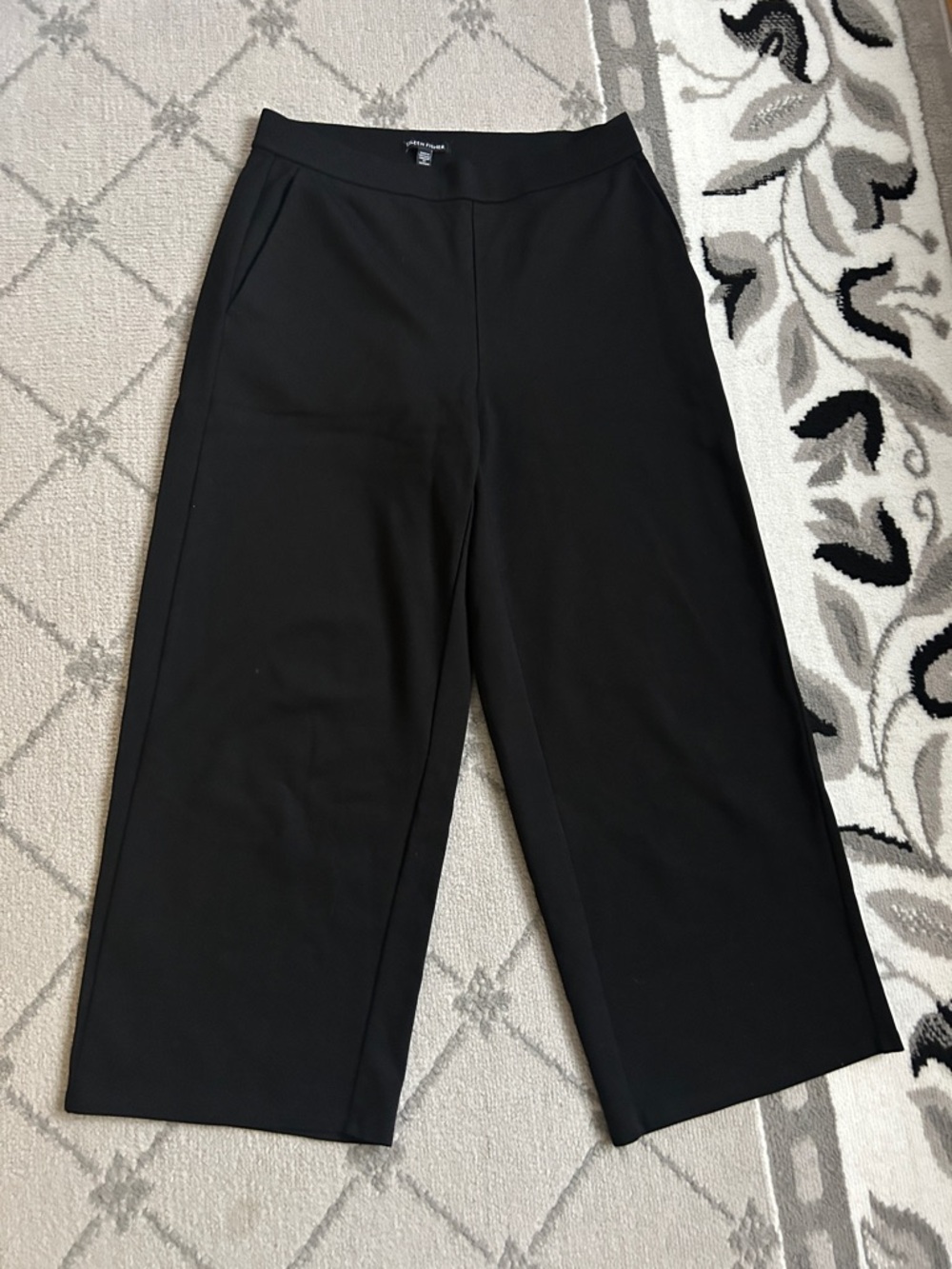 Eileen Fisher Black Cropped Wide-Leg Pants